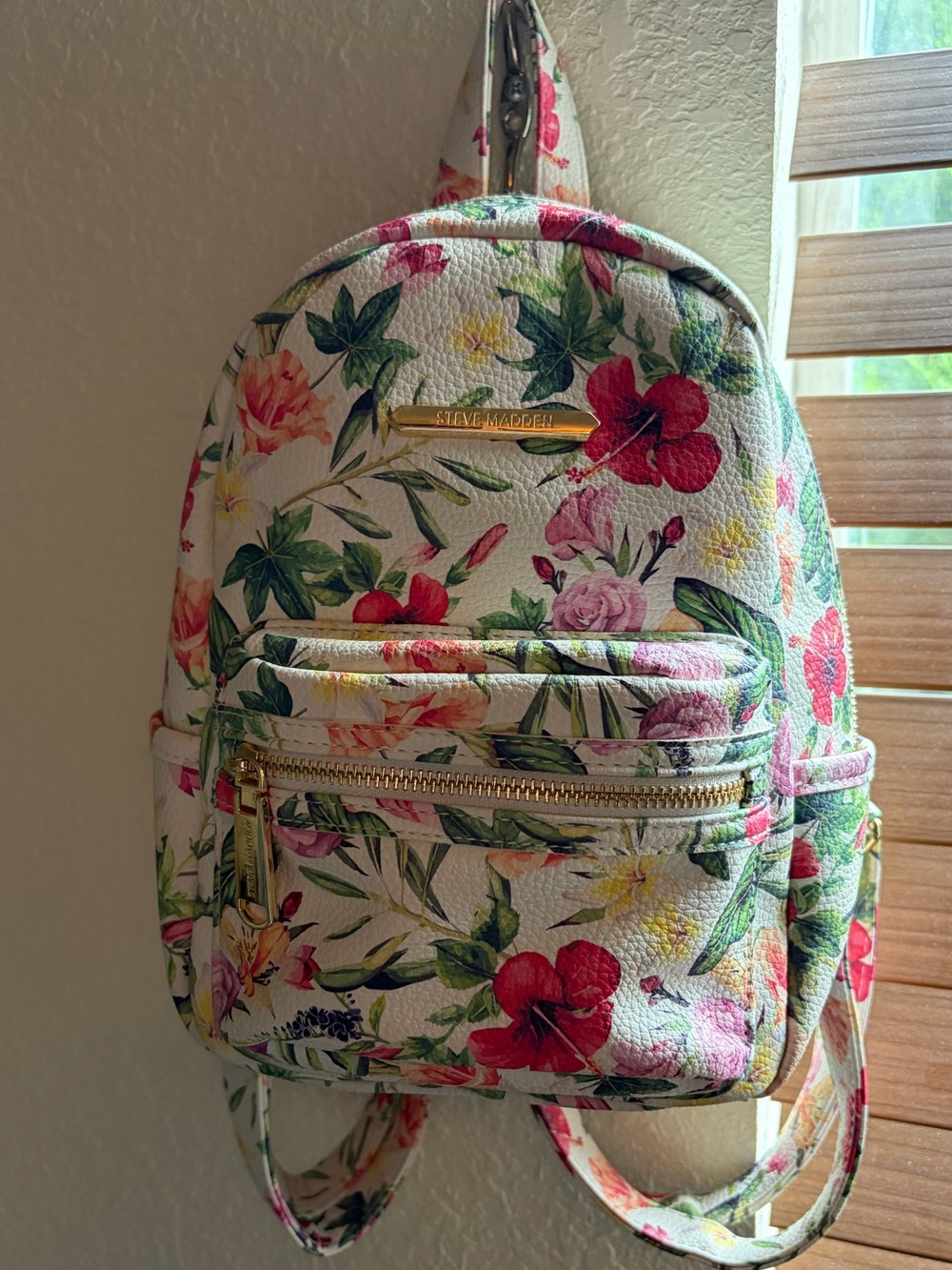 Steve Madden White Floral Mini Backpack